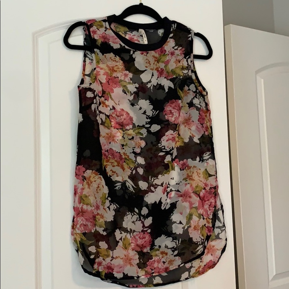 Black sheer floral top
